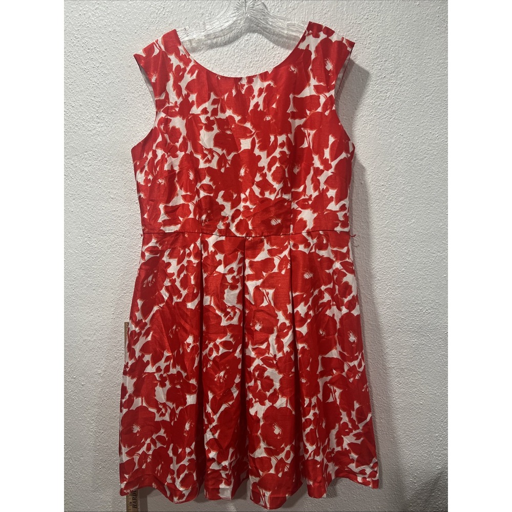 Danny & Nicole Women Size 16 Floral A-Line Dress Orange Ivory Sleeveless Knee